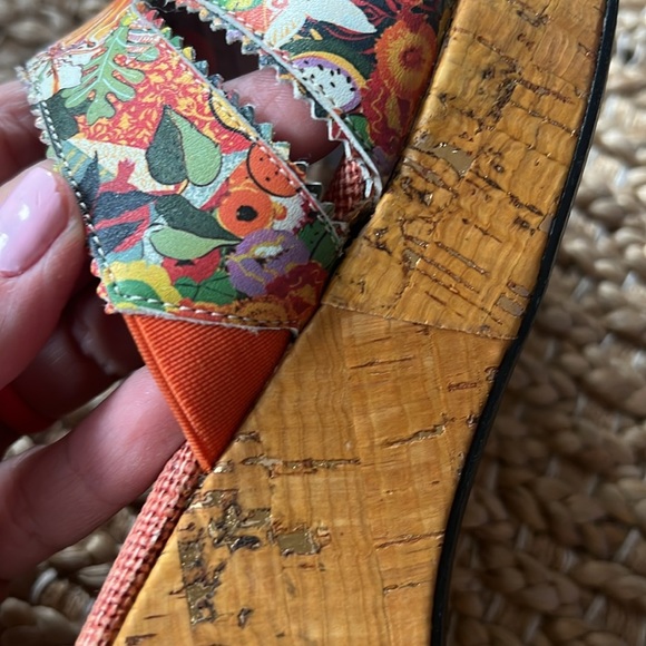 Made in Italy Jeon Leather Colorful Art to Wear Cork Platform Slip On Sandals 8 - Picture 12 of 15